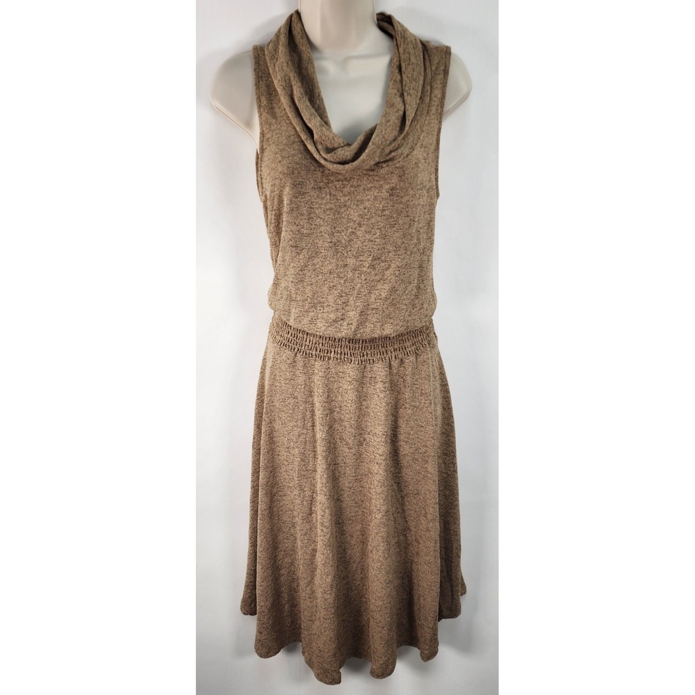 Soft Surroundings Kerry Dress Women's S Sleeveless Knit Cowl Neck Tan